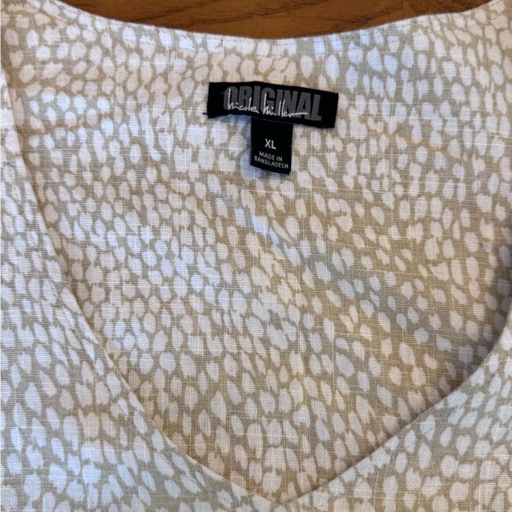 Original by Nicole Miller Women Shift Dress Linen Blend Size XL tan and white - Picture 12 of 12